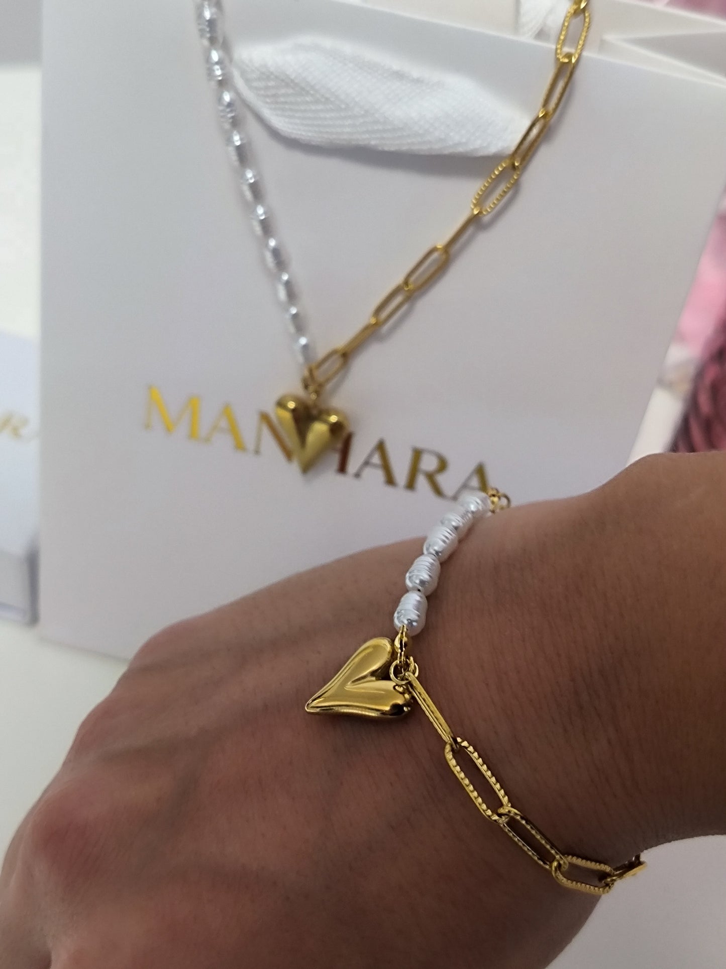 Parure Collier+bracelet COEUR