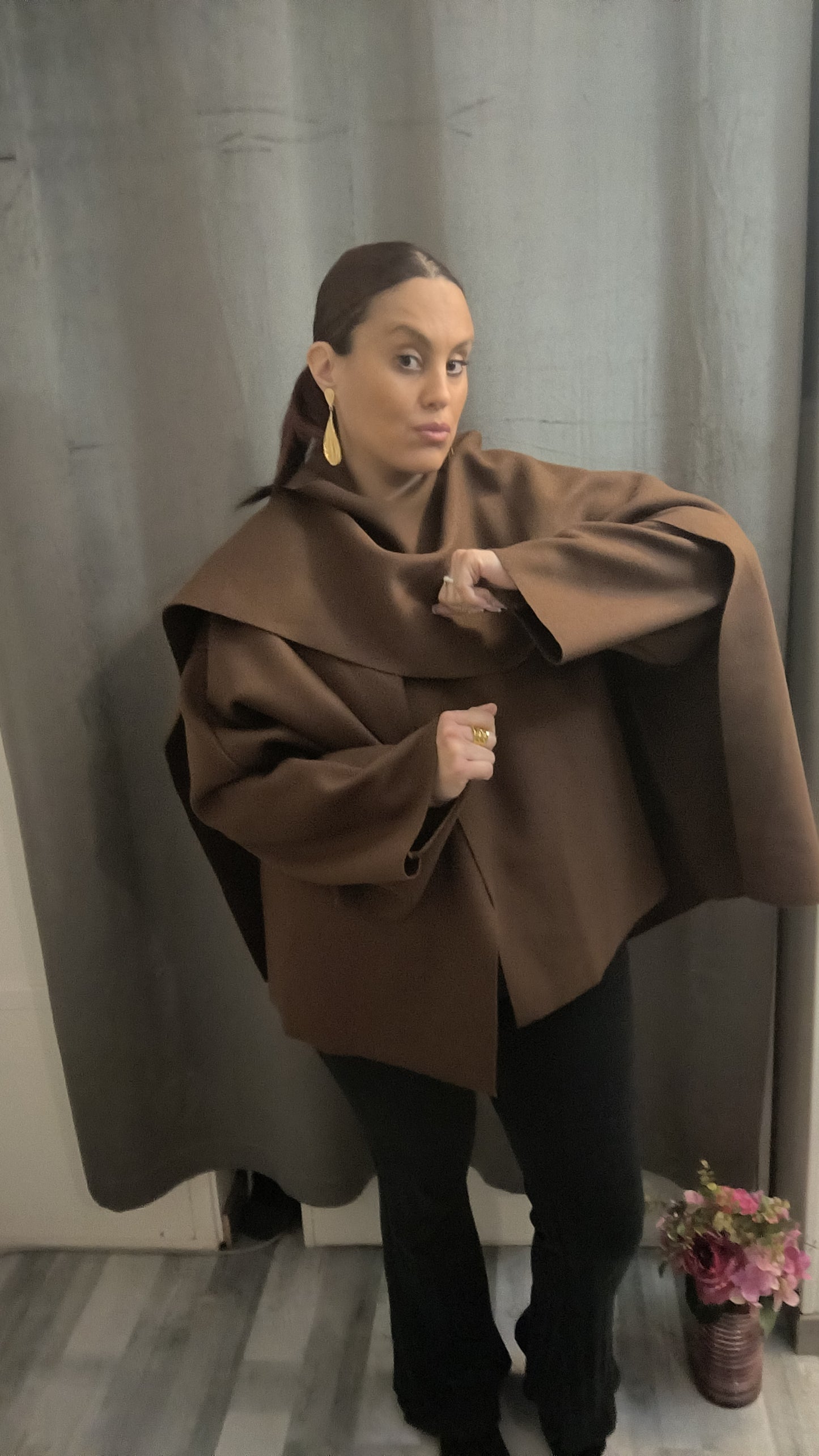 Veste cape Marron Taille Unique