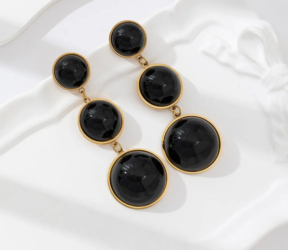 BOUCLES D'OREILLES PEPITE NOIR