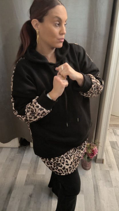 Pull à capuche léopard